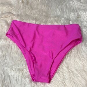 NWOT VYB Butter Up High Waist Pink Shiny Swim Bottoms Only Size XS